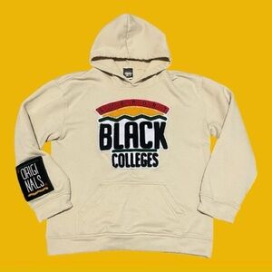 Support Black Colleges beige graphic patch hoodie size women’s S